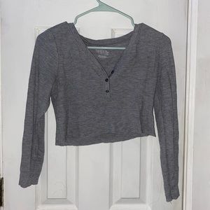 Grey button crop top